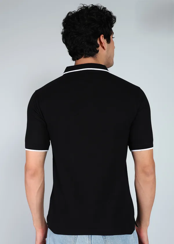 Black_Classic_Striped_Polo_Neck_T-Shirt_For_Men