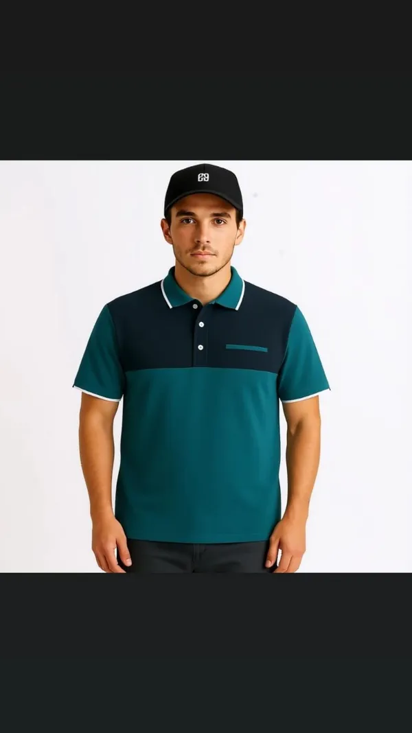 Teal_&_Black_Airtex_220_Gsm_Regular_Fit_T-Shirt_For_Men