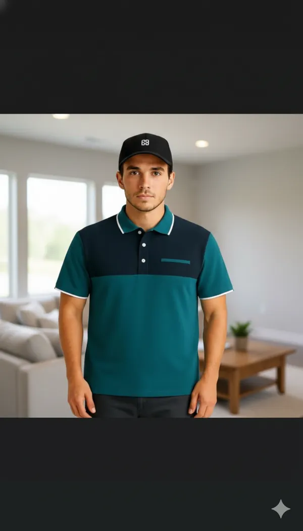 Teal_&_Black_Airtex_220_Gsm_Regular_Fit_T-Shirt_For_Men