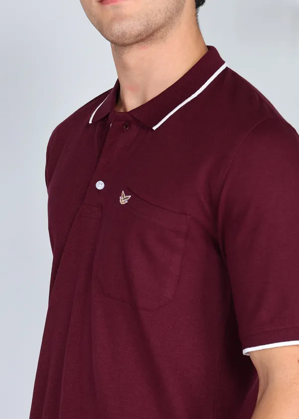 Maroon_Signature_Style_Men’S_Polo_Neck_T-Shirt_For_Men