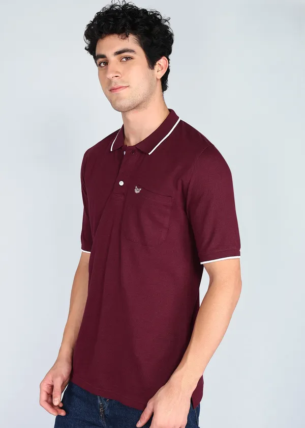 Maroon_Signature_Style_Men’S_Polo_Neck_T-Shirt_For_Men