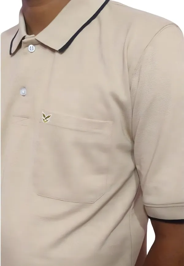 Beige_Premium_Cotton_Polo_Neck_T-Shirt_For_Men