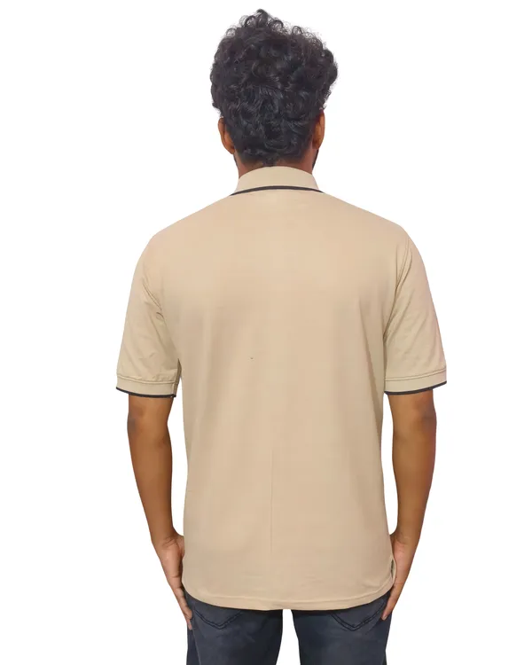 Beige_Premium_Cotton_Polo_Neck_T-Shirt_For_Men