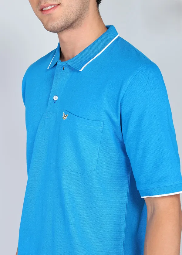 Turqouise_Modern_Fit_Polo_Neck_T-Shirt_For_Men