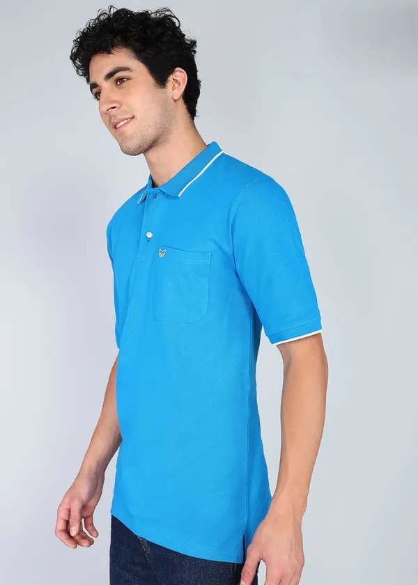 Turqouise_Modern_Fit_Polo_Neck_T-Shirt_For_Men