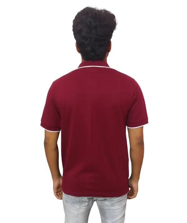 Red_And_Black_Elegant_Textured_Polo_Neck_T-Shirt_For_Men