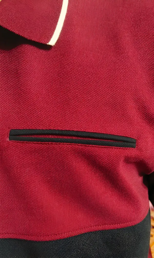 Red_And_Black_Elegant_Textured_Polo_Neck_T-Shirt_For_Men