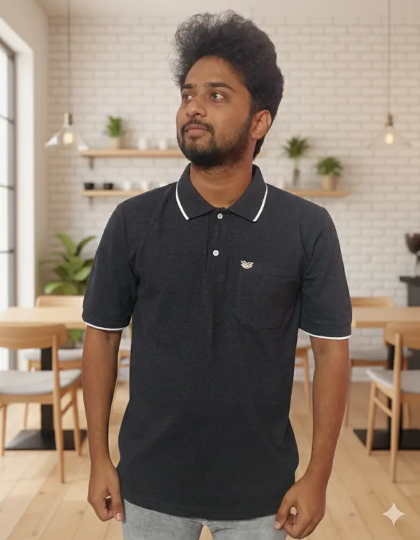 Charcoal_Soft_Fabric_Polo_Neck_T-Shirt_For_Men