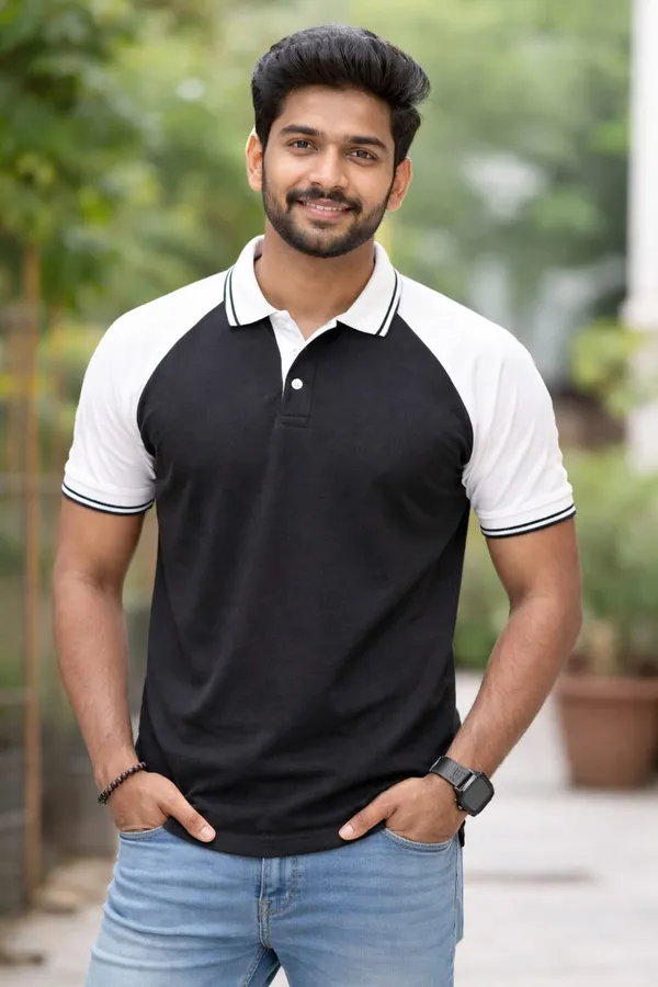 BLACK_/WHITE__POLO__T-Shirt_For_Men
