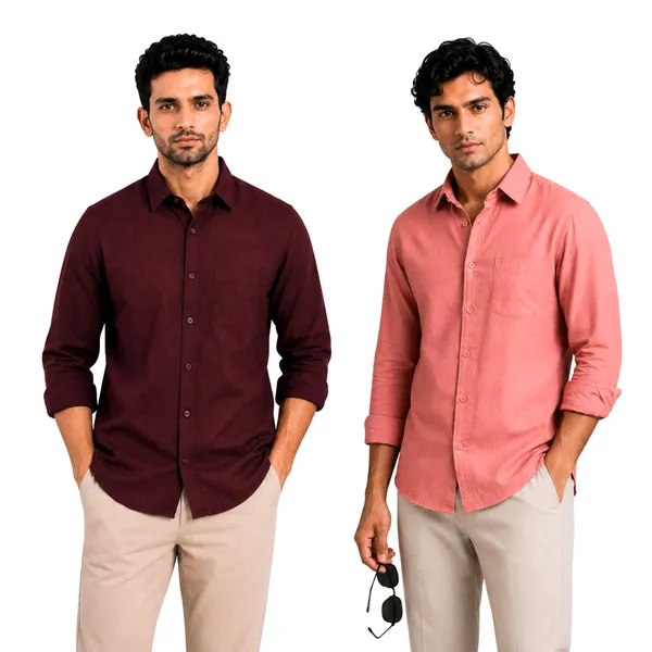 Burgundy_&_Dusty_Rose_Pack_Of_2_Linen_Plain_Premium_Shirts_For_Men