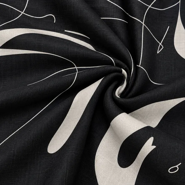 ARVEST_Black_Abstract_Print_Linen_Half-Sleeve_Shirt