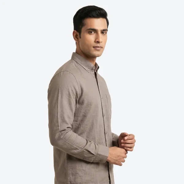 Gray_Linen_Plain_Premium_Shirts_For_Men