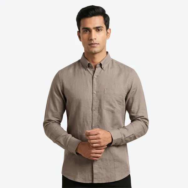 Gray_Linen_Plain_Premium_Shirts_For_Men