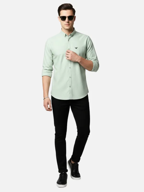 Sage_Green_Oxford_Cotton_Plain_Shirt_For_Men