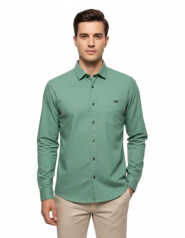 Teal_Blue_&_Sea_Green_(Pack_Of_2)_Combo_Cotton_Plain_Shirts_For_Men