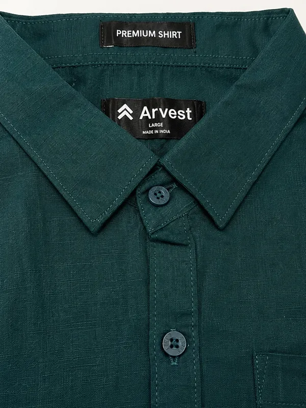 Dark_Teal_Green_&_Olive_Green_Of_2_Linen_Plain_Premium_Shirts_For_Men