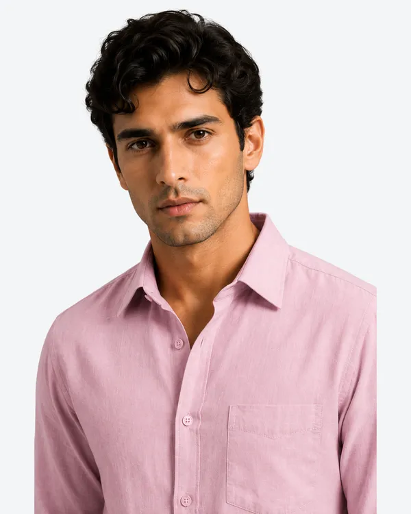 Pink_&_Dark_Teal_Green_Pack_Of_2_Linen_Plain_Premium_Shirts_For_Men