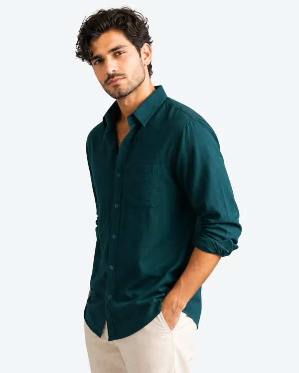 Pink_&_Dark_Teal_Green_Pack_Of_2_Linen_Plain_Premium_Shirts_For_Men