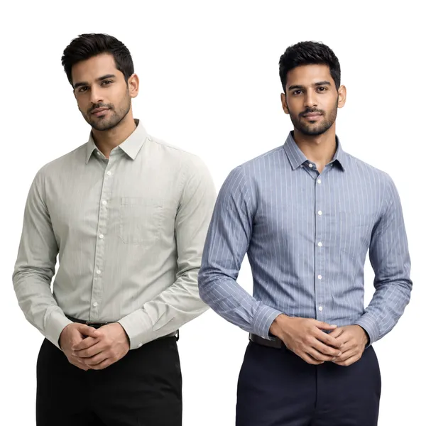 Greyish_Green_&_Slate_Blue_Of_2_Pinstripe_Premium_Shirts_For_Men