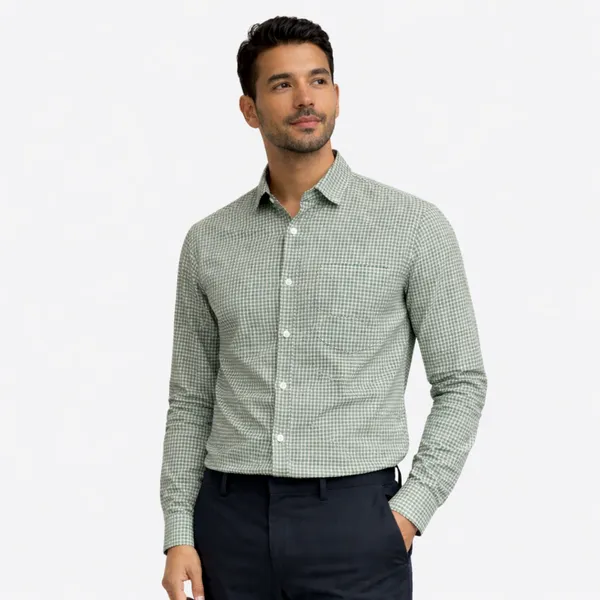 Forest_Green_Gingham_Check_Cotton_Oxford_Shirt