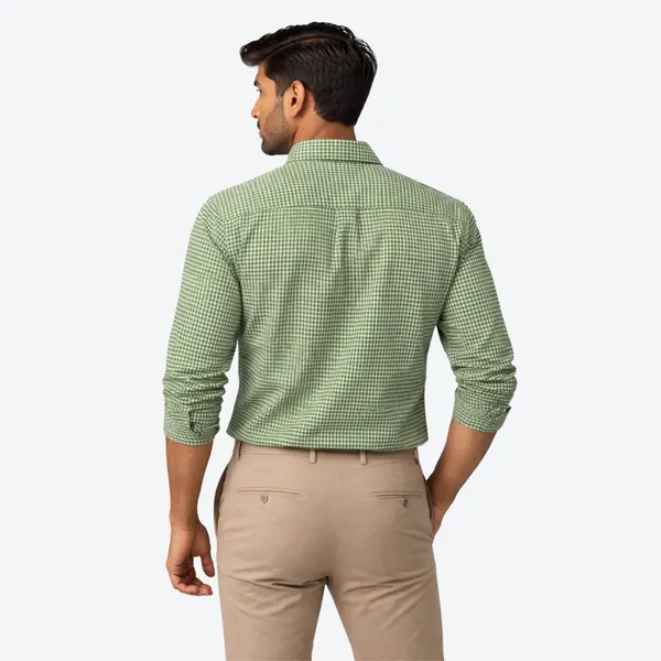 Forest_Green_Gingham_Check_Cotton_Oxford_Shirt