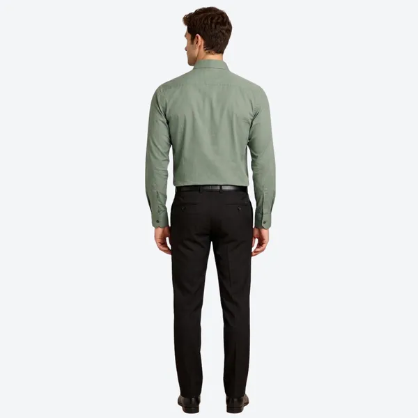Mens_Dark_Sage_Green_Plain_Cotton_Blend_Shirt