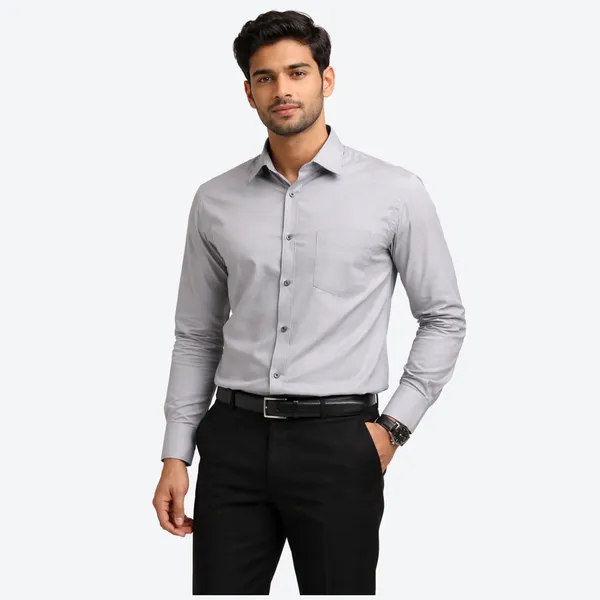 Mens_Grey_Plain_Cotton_Blend_Shirt