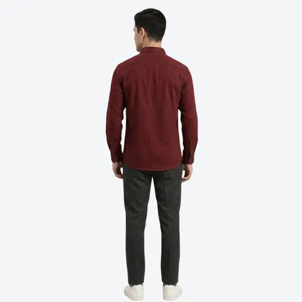 Mens_Maroon_Plain_Cotton_Blend_Shirt