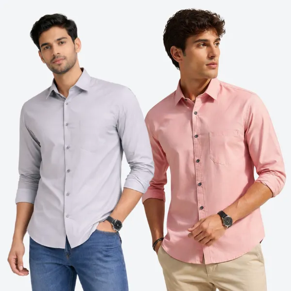 Grey_&_Dusty_Rose_(Pack_of_2)Combo_Cotton_Plain_Shirts_For_Men