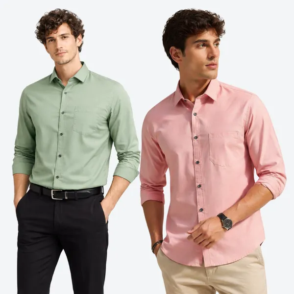 Sage_Green_&_Dusty_Rose_(Pack_of_2)Combo_Cotton_Plain_Shirts_For_Men