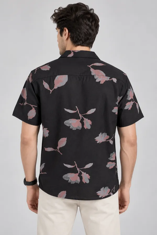 Arvest_Black_Floral_Linen_Half-Sleeve_Shirt