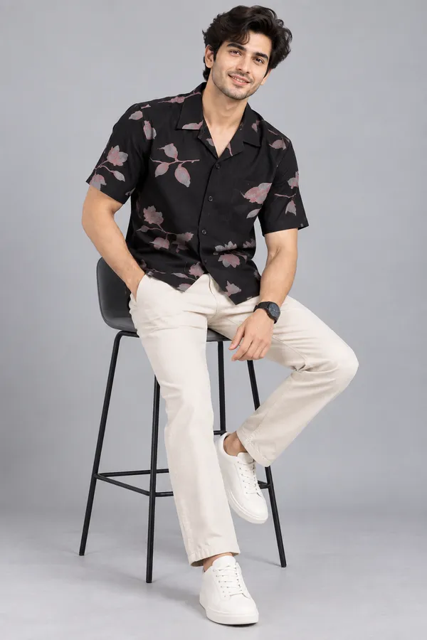 Arvest_Black_Floral_Linen_Half-Sleeve_Shirt