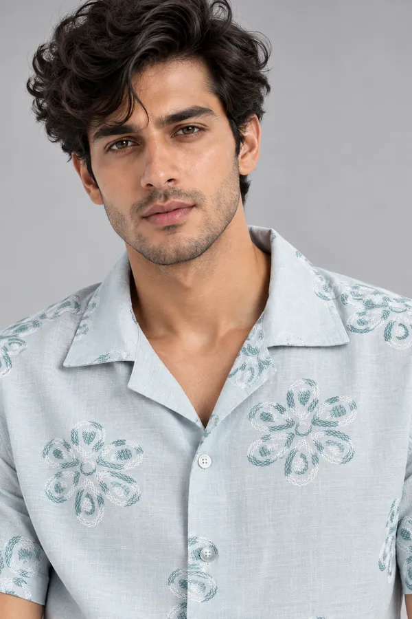 ARVEST_Powder_Blue_Floral_Linen_Half-Sleeve_Shirt