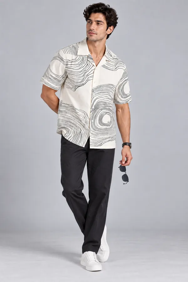 ARVEST_Ivory_Topographic_Print_Linen_Half-Sleeve_Shirt