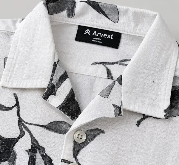 ARVEST_White_Floral_Linen_Half-Sleeve_Shirt