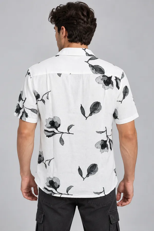 ARVEST_White_Floral_Linen_Half-Sleeve_Shirt