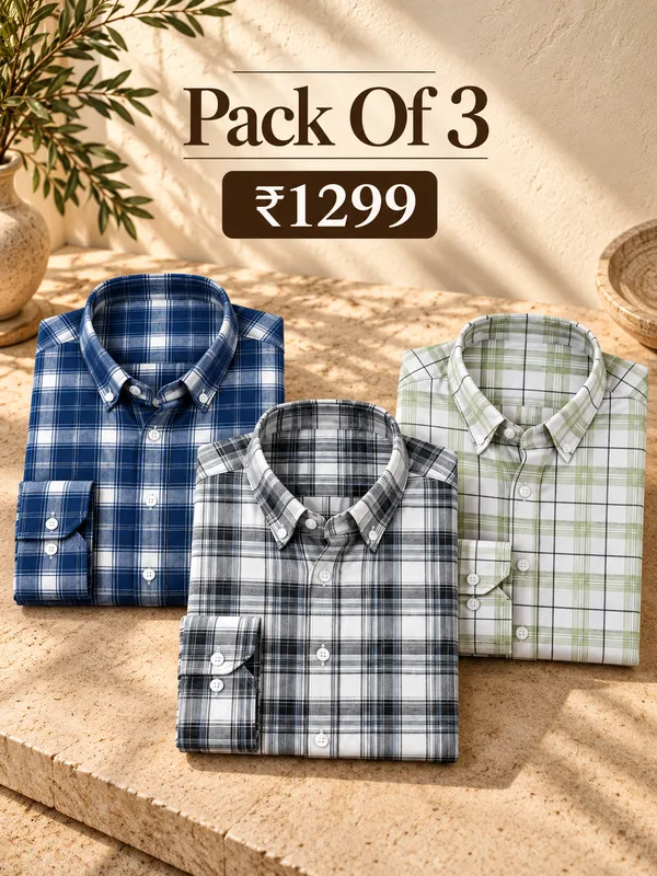 ARVEST_3-Pack_Oxford_Cotton_Shirts_For_Men