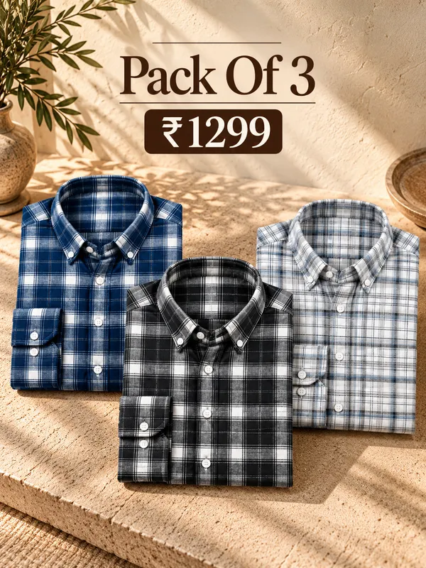 ARVEST_3-Pack_Oxford_Cotton_Shirts_For_Men
