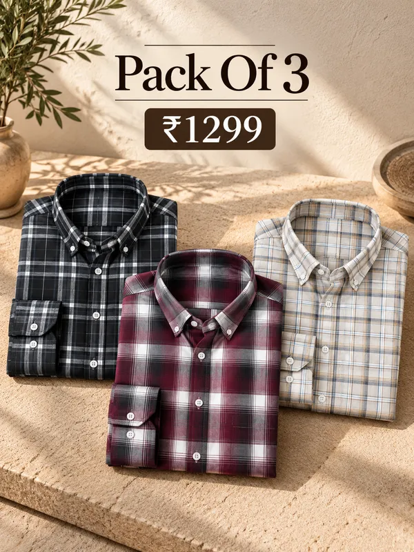 ARVEST_3-Pack_Oxford_Cotton_Shirts_For_Men