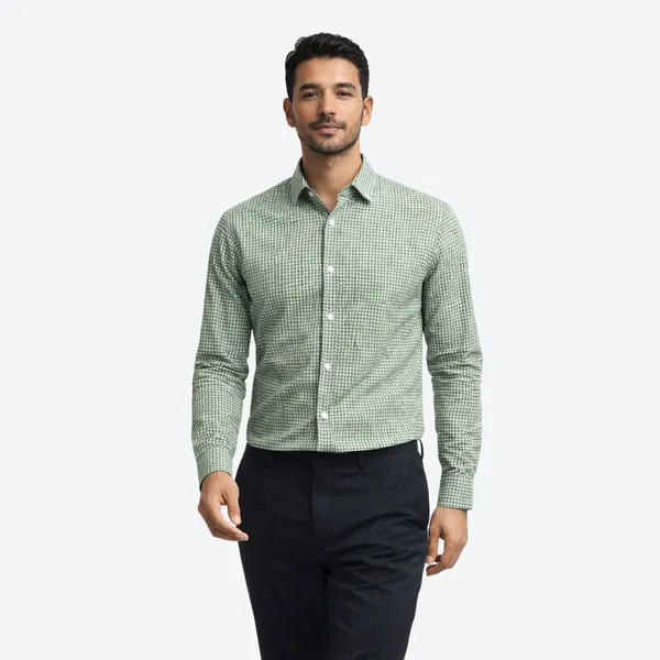 Forest_Green_Gingham_Check_Cotton_Oxford_Shirt