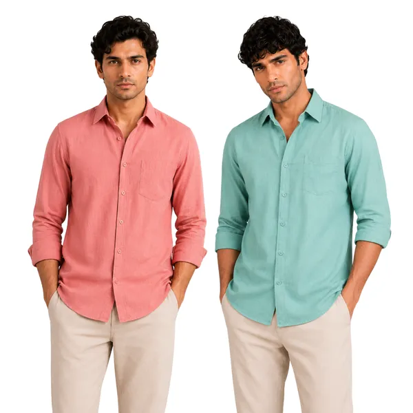 Dusty_Rose_&_Sage_Mint__Of_2_Linen_Plain_Premium_Shirts_For_Men