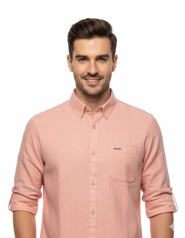 Khakhi_&_Peach_Pack_Of_2_Linen_Plain_Premium_Shirts_For_Men