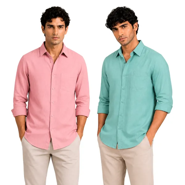 Pink_&_Sage_Mint_Pack_Of_2_Linen_Plain_Premium_Shirts_For_Men