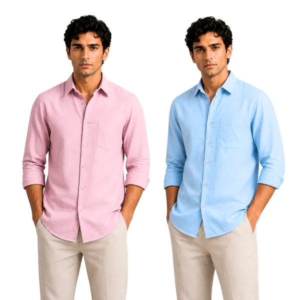 Pink_&_Sky_Blue_Pack_Of_2_Linen_Plain_Premium_Shirts_For_Men