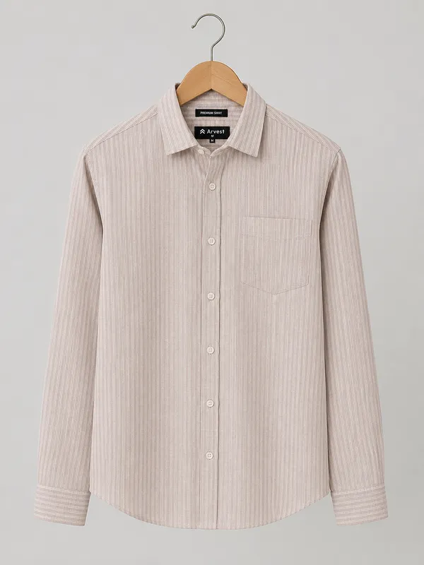 ARVEST_Light_Pink_Multi-Line_Linen_Shirt