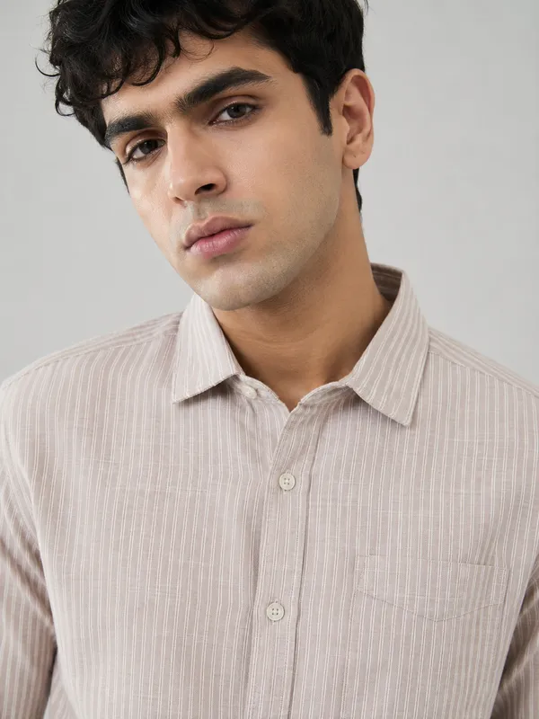 ARVEST_Light_Pink_Multi-Line_Linen_Shirt