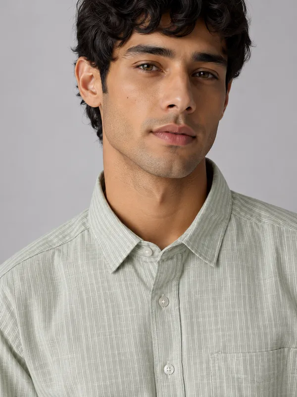 ARVEST_Sage_Green_Multi-Line_Linen_Shirt