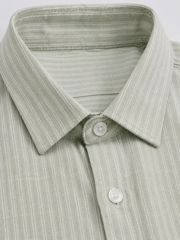 ARVEST_Sage_Green_Multi-Line_Linen_Shirt