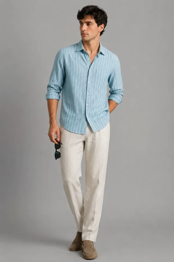 ARVEST_Sky_Blue_Multi-Line_Linen_Shirt