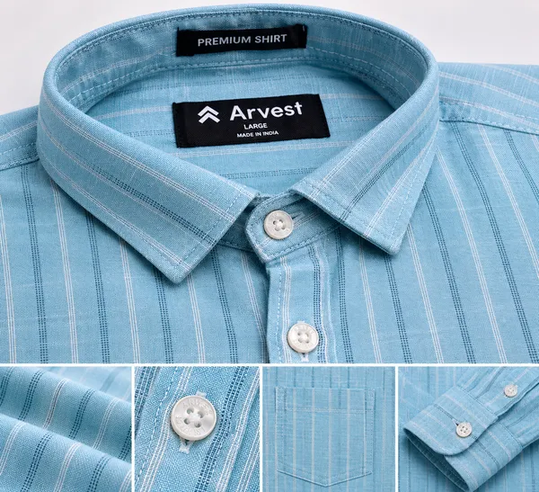 ARVEST_Sky_Blue_Multi-Line_Linen_Shirt